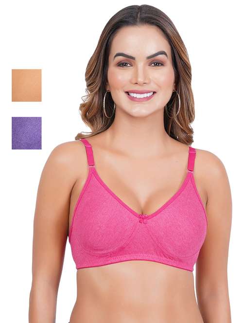 pack of 3 solid multi colored bra - 20197005 -  Standard Image - 0