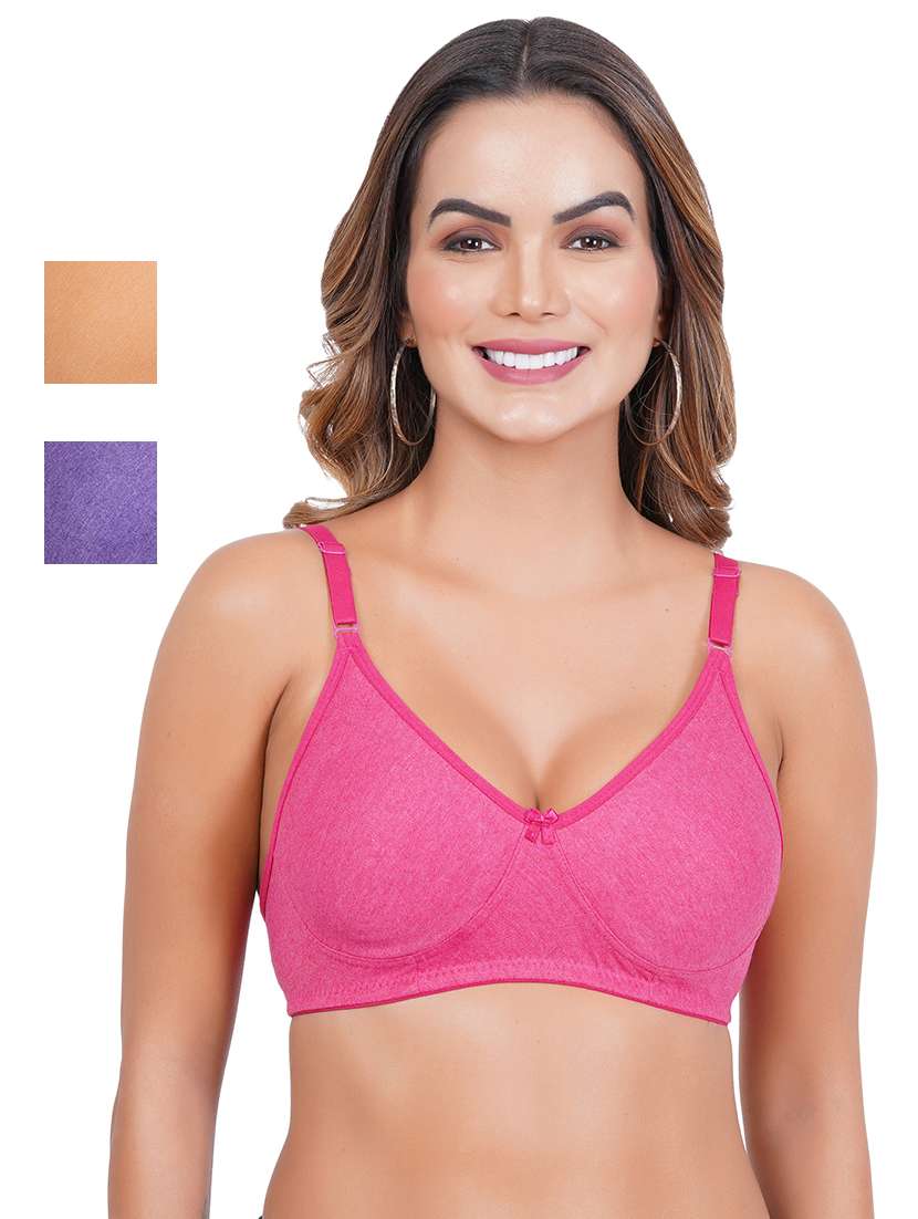 pack of 3 solid multi colored bra