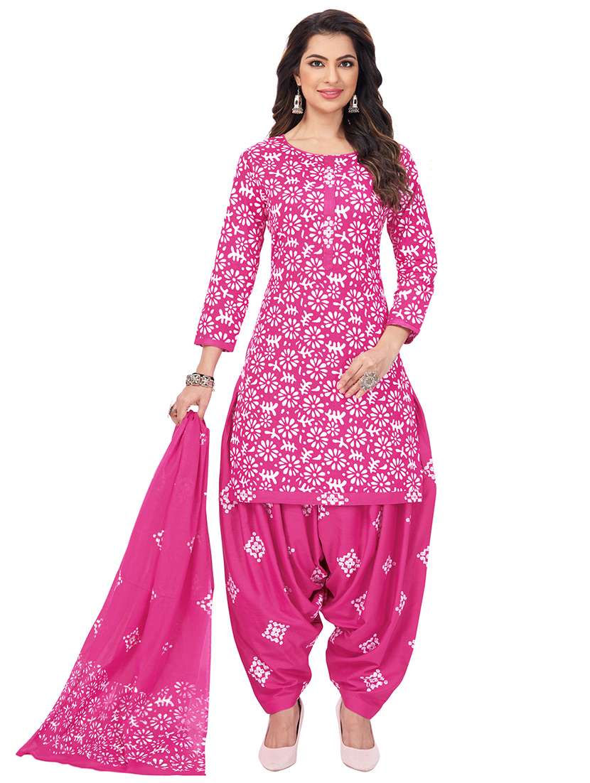 printed unstitched patiyala suit set