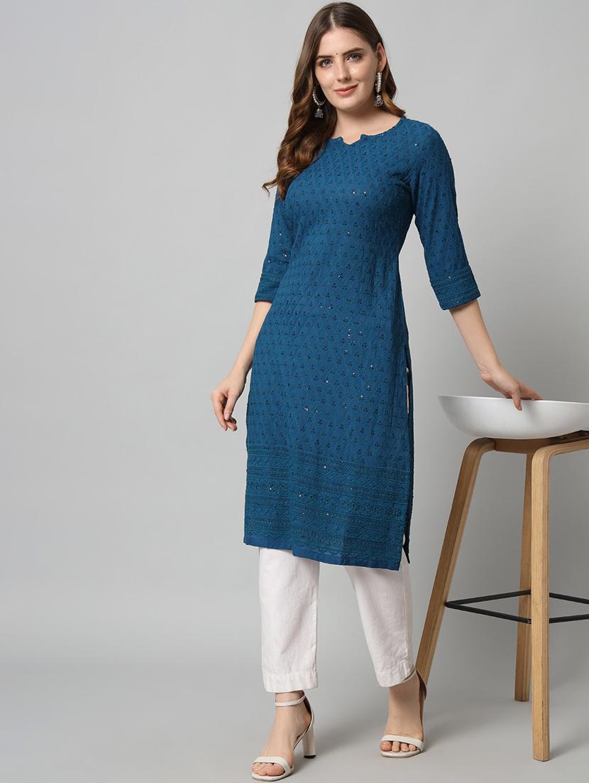 women's straight kurta - 20197169 - Standard Image - 3