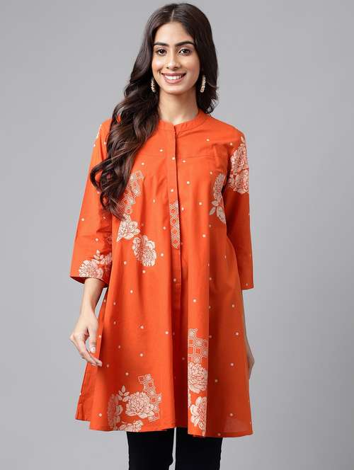orange floral a-line tunic