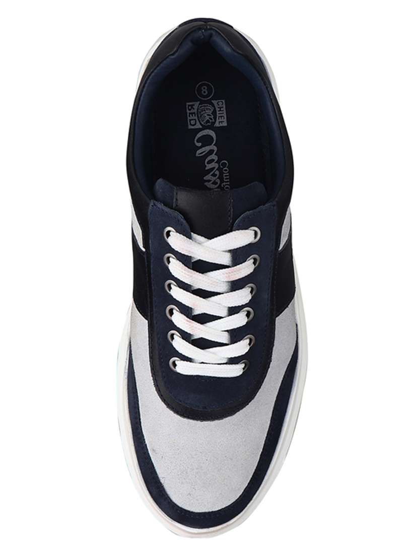 blue leather lace up sneakers - 20198335 -  Standard Image - 3