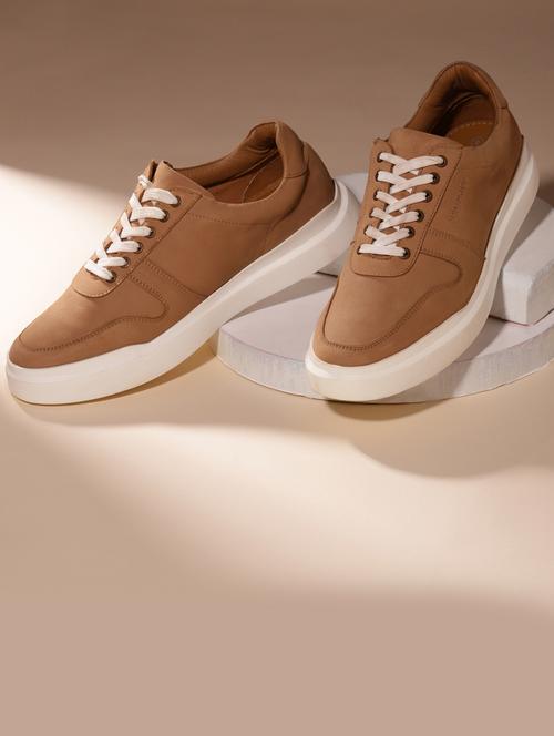 brown leather lace up sneakers - 20198337 -  Standard Image - 0