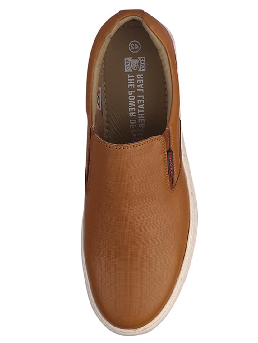 tan leather slip on sneakers - 20198365 - Standard Image - 3
