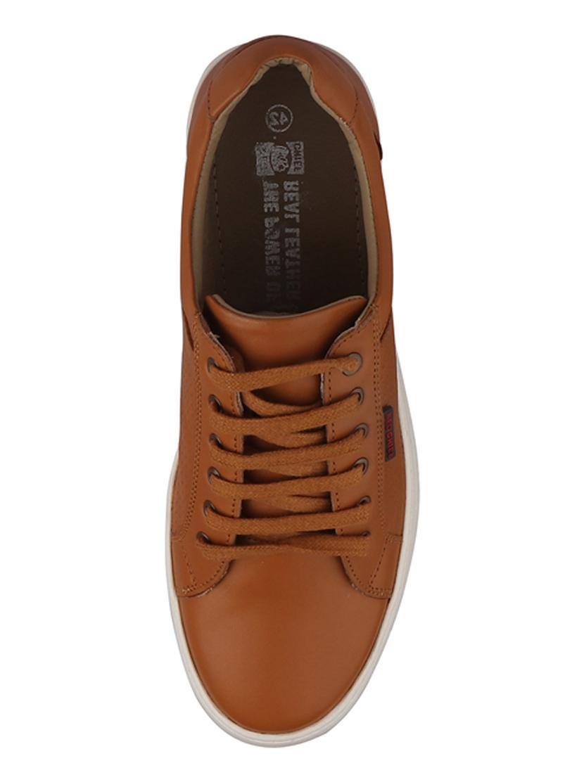 tan leather lace up sneakers - 20198374 - Standard Image - 3