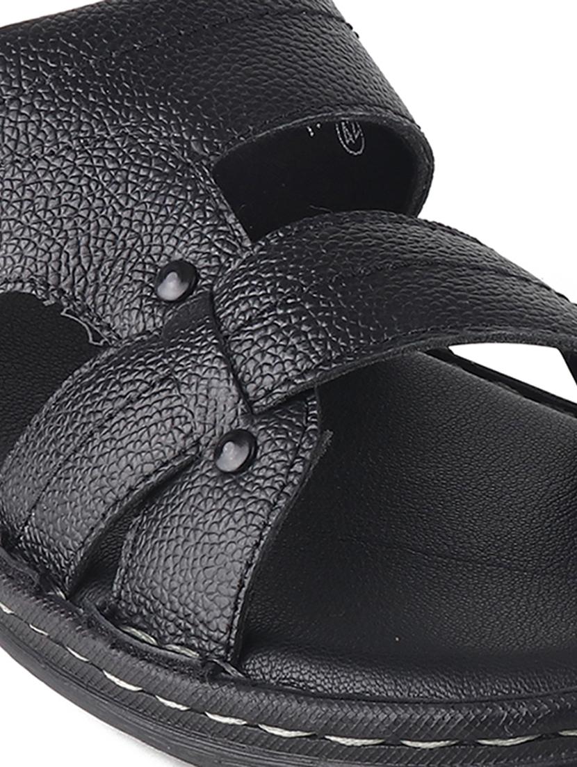 black leather back strap sandals - 20203224 - Standard Image - 5