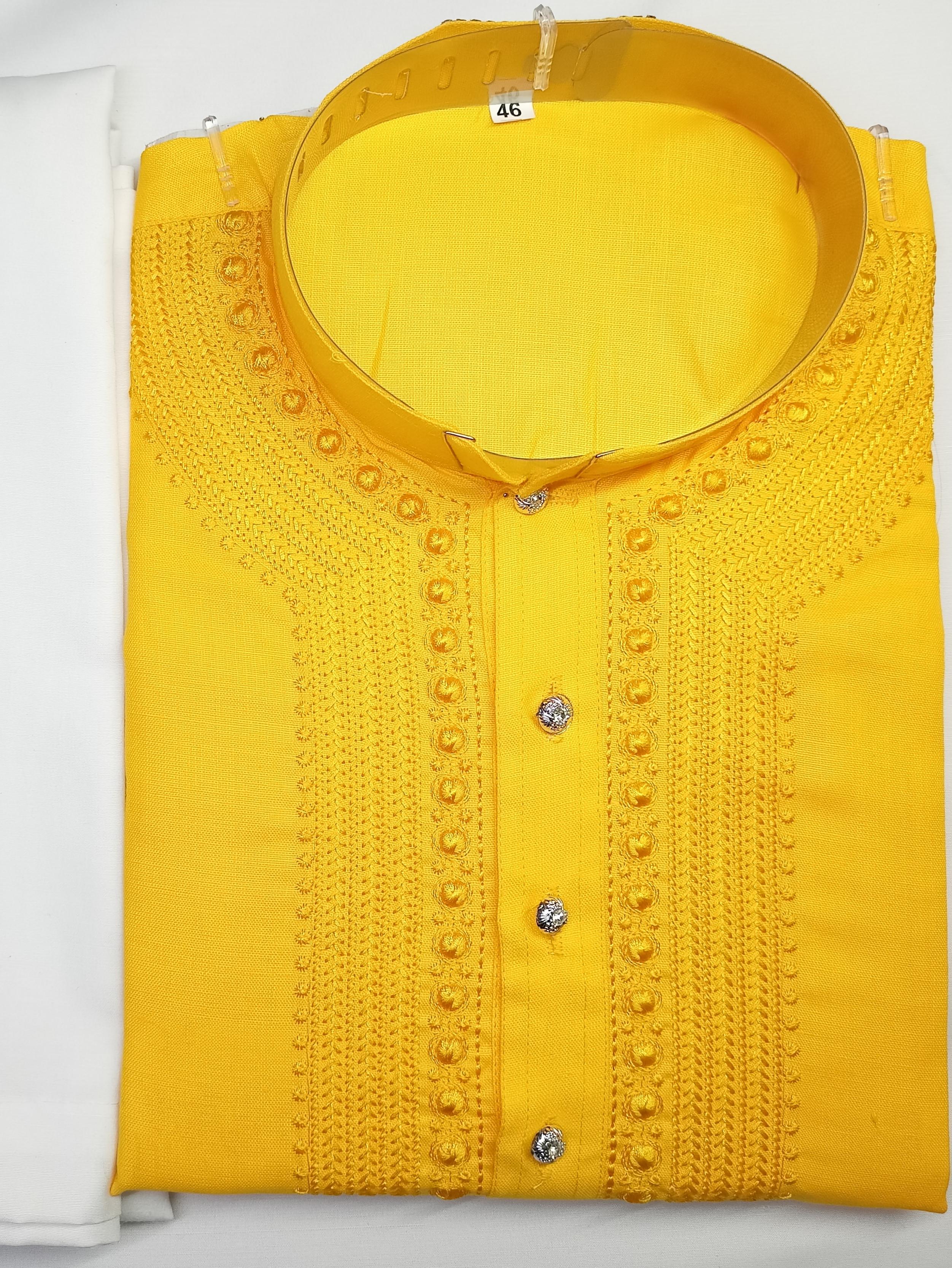 yellow cotton kurta - 20203418 - Zoom Image - 0