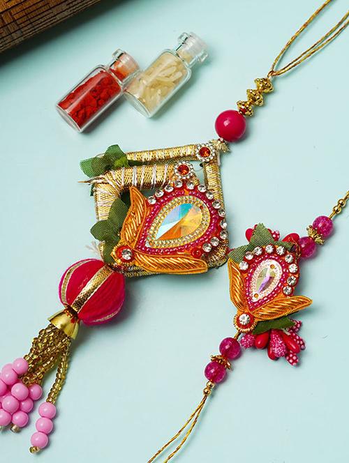 crazy corner set of 2 beads detailed rakhi - 20203522 - Standard Image - 0