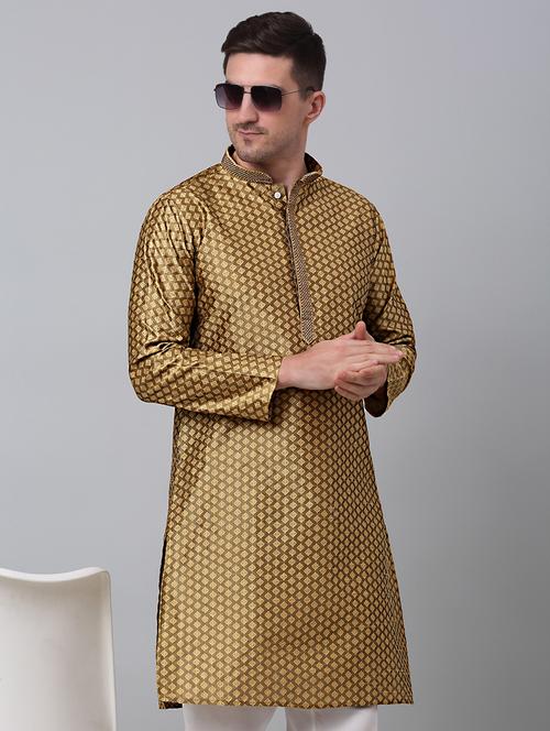 mandarin neck self design long kurta - 20204726 - Standard Image - 0