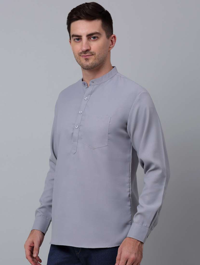 mandarin neck solid short kurta