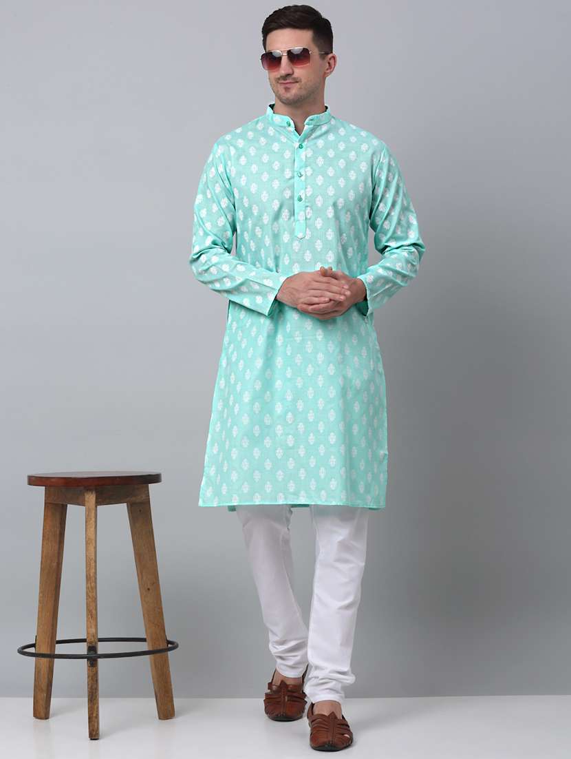 mandarin neck printed long kurta - 20204739 - Standard Image - 3