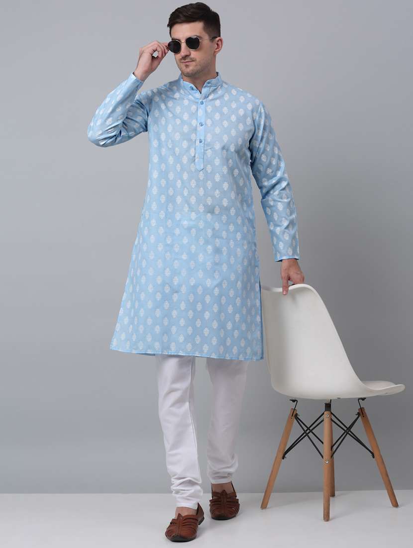 mandarin neck printed long kurta - 20204740 - Standard Image - 3