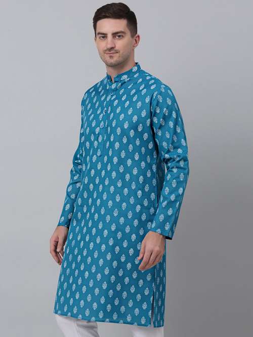 mandarin neck printed long kurta - 20204741 -  Standard Image - 0