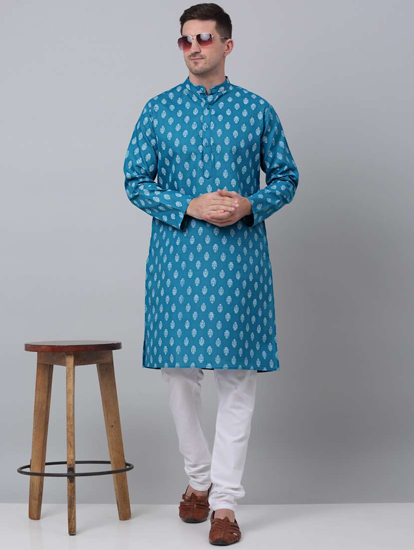 mandarin neck printed long kurta - 20204741 - Standard Image - 3