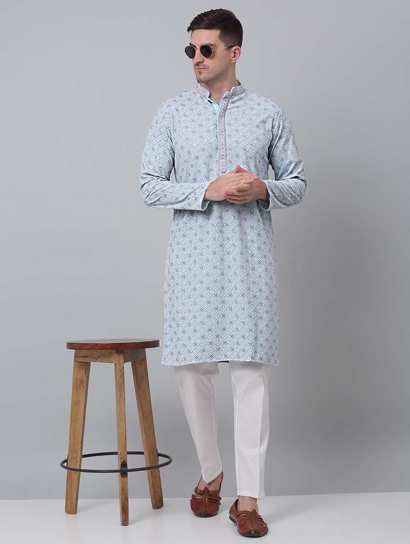 mandarin neck sequin work long kurta - 20204757 -  Standard Image - 3