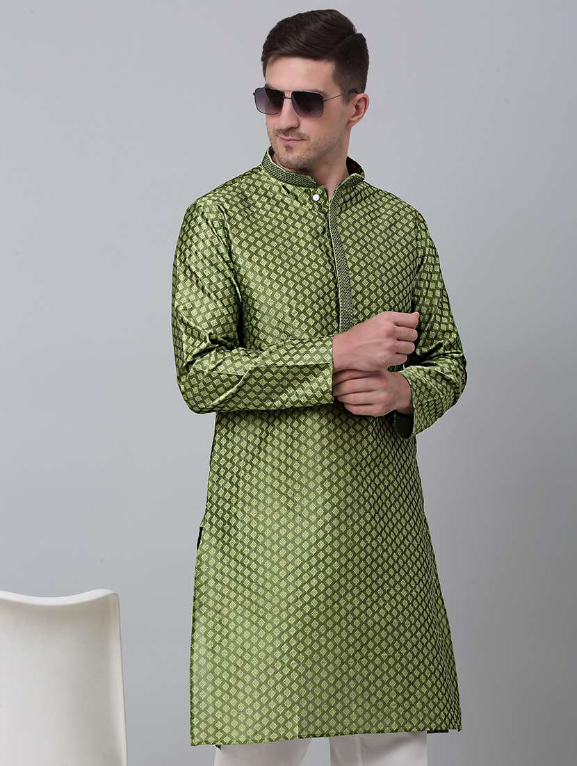 mandarin neck sequin work kurta pyjama set - 20205496 -  Standard Image - 3