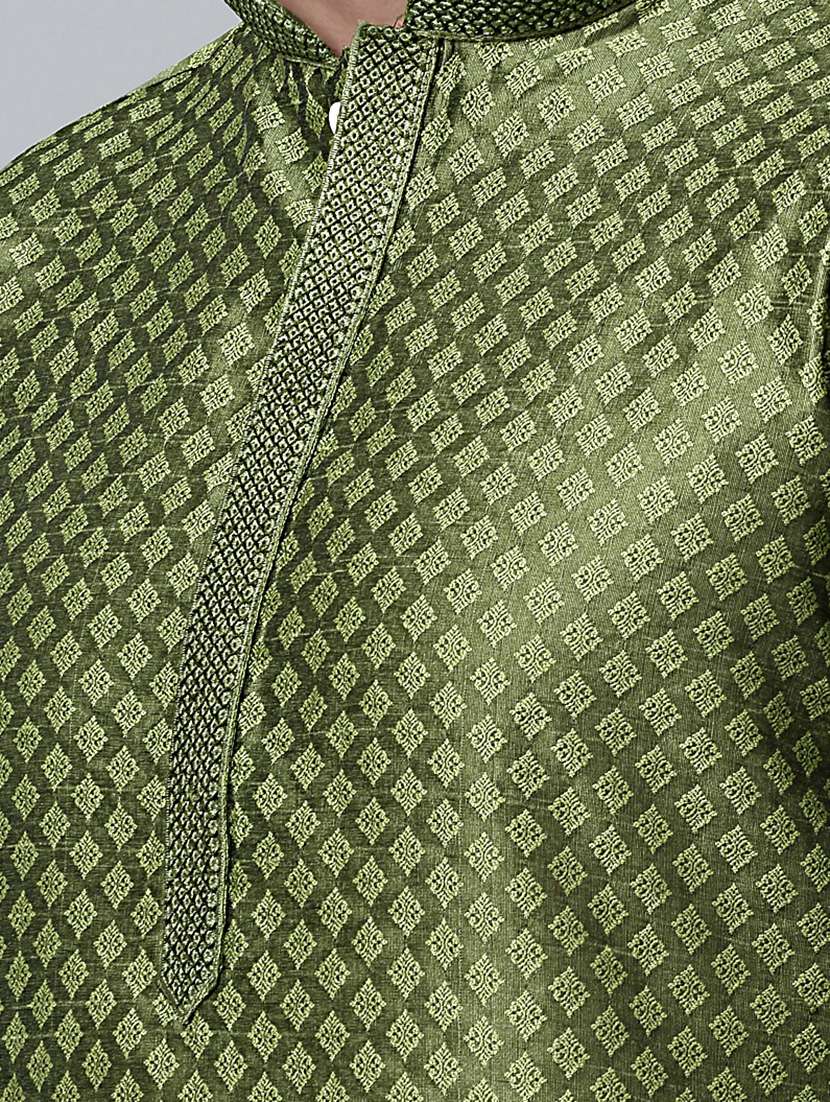 mandarin neck sequin work kurta pyjama set - 20205496 -  Standard Image - 5