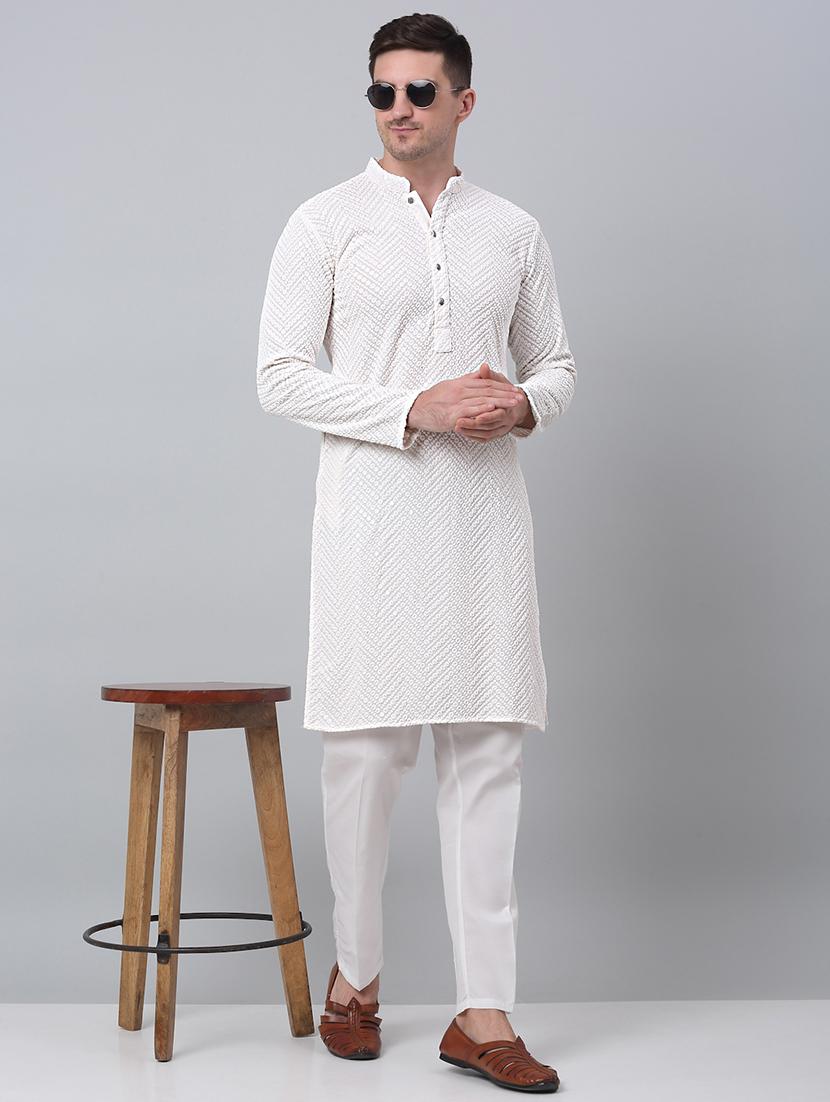 mandarin neck sequin work kurta pyjama set - 20205523 - Zoom Image - 0