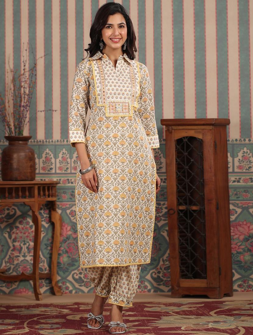 multi colored printed kurta pant set - 20205548 - Zoom Image - 0