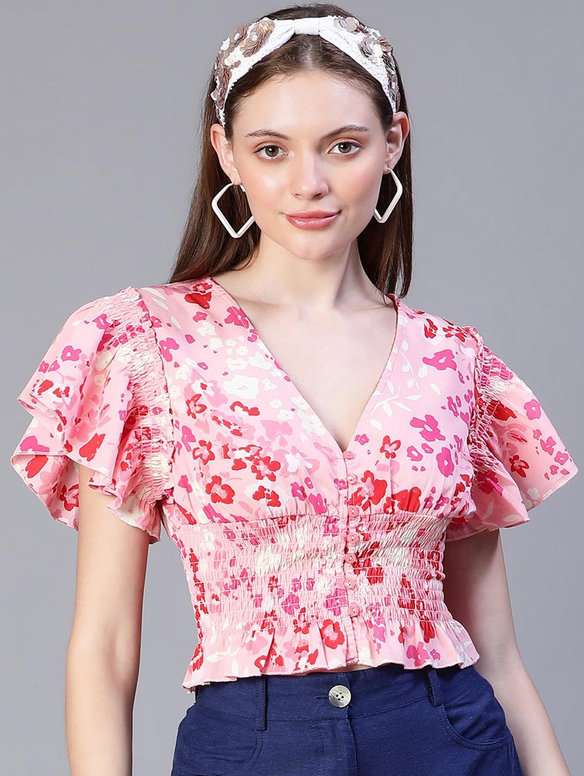 women's blouson v neck top - 20206482 -  Zoom Image - 0