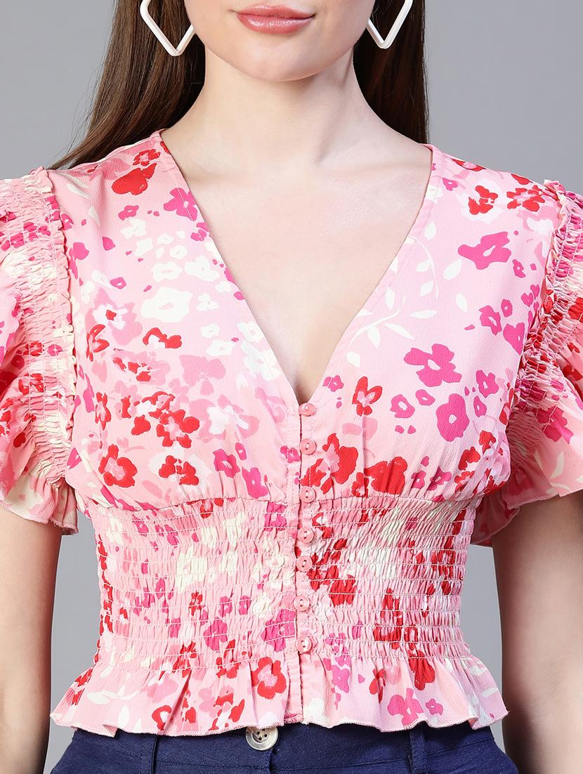 women's blouson v neck top - 20206482 - Standard Image - 5