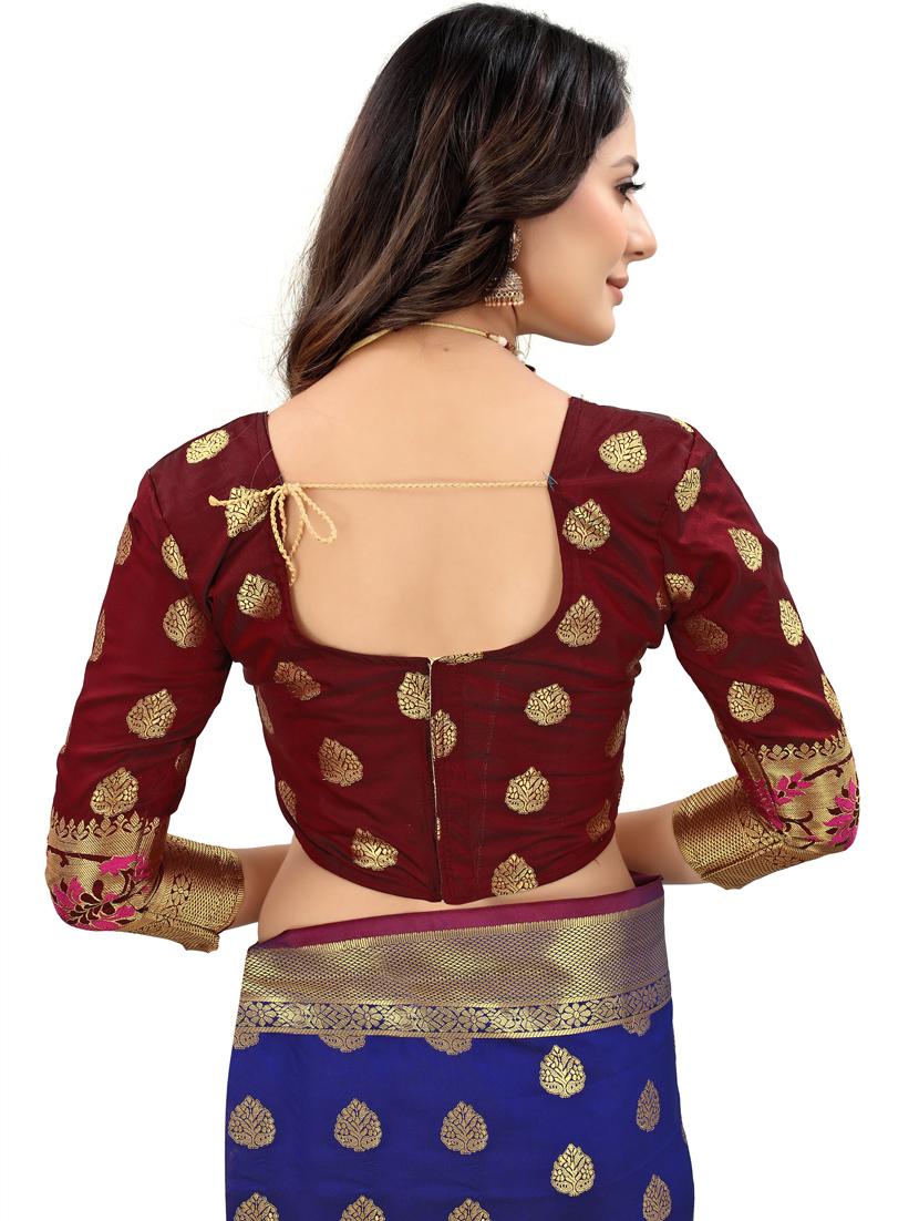 dark blue silk blend kanjivaram saree - 20206899 - Standard Image - 3