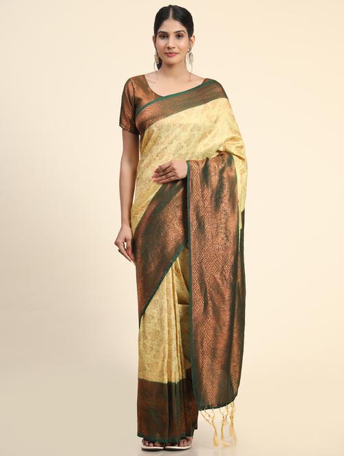 cream silk saree with blouse - 20206965 - Standard Image - 0