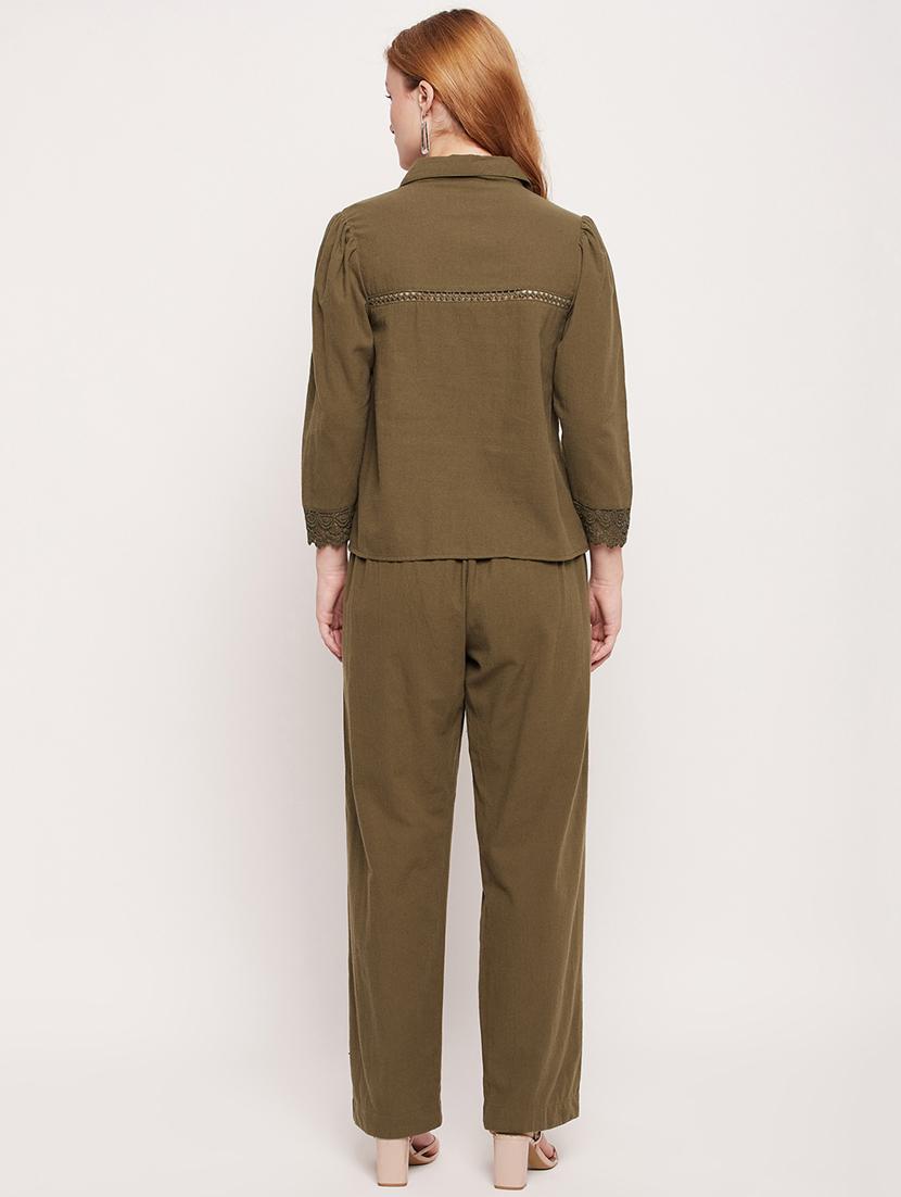 green solid top and trouser co-ord set - 20207351 - Standard Image - 3