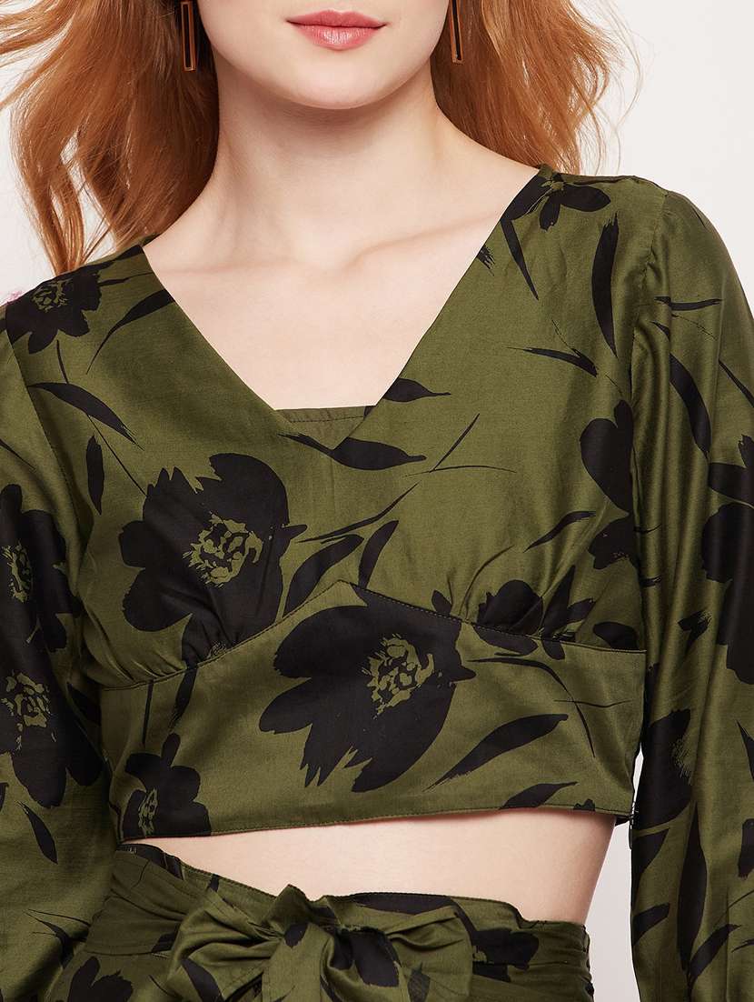 green floral print top and trouser co-ord set - 20207354 -  Standard Image - 5