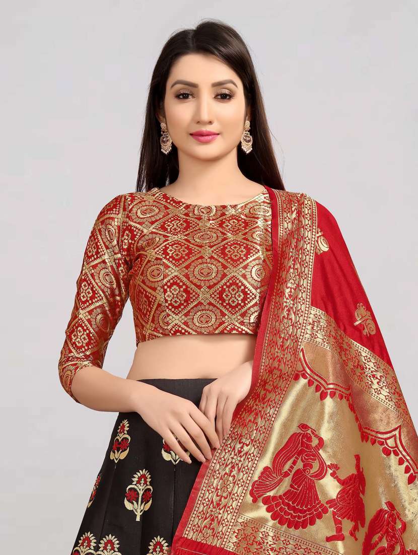 self design panelled lehenga choli set with dupatta - 20207737 -  Standard Image - 3