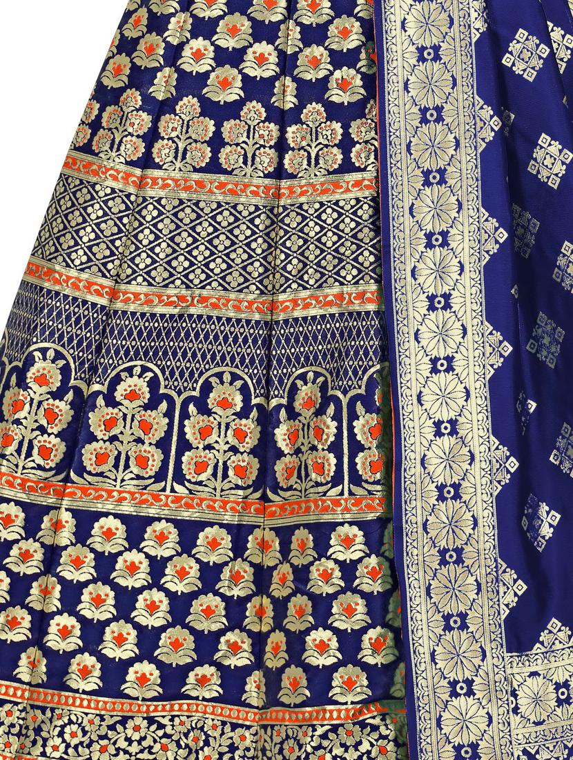 blue self design lehenga choli with dupatta set - 20207897 - Standard Image - 3