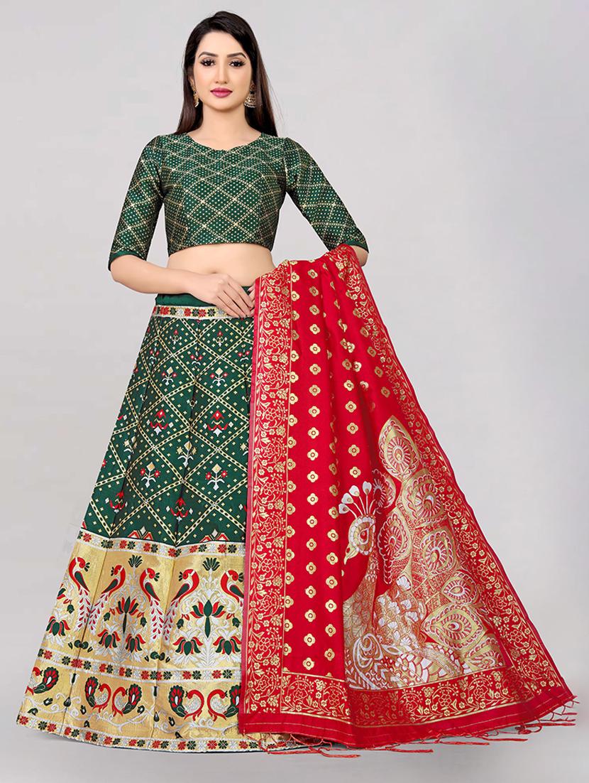 self design panelled lehenga choli set with dupatta - 20208147 - Zoom Image - 0