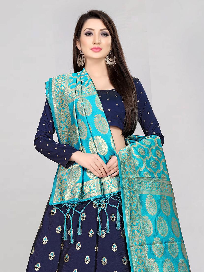 zari work semi-stitched lehenga choli with dupatta - 20208565 - Standard Image - 3