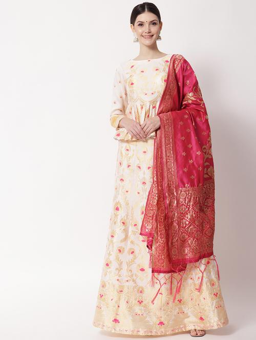 zari work semi-stitched lehenga choli with dupatta - 20208915 - Standard Image - 0