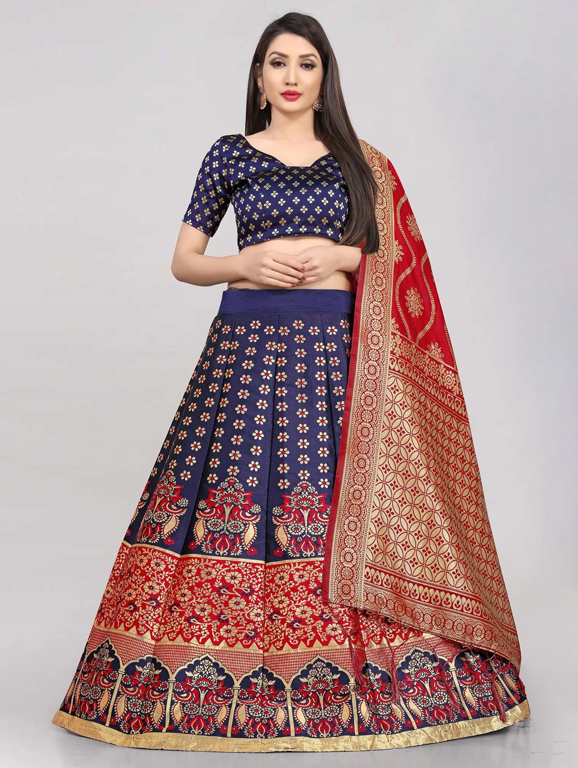 zari work semi-stitched lehenga choli with dupatta - 20208973 - Zoom Image - 0