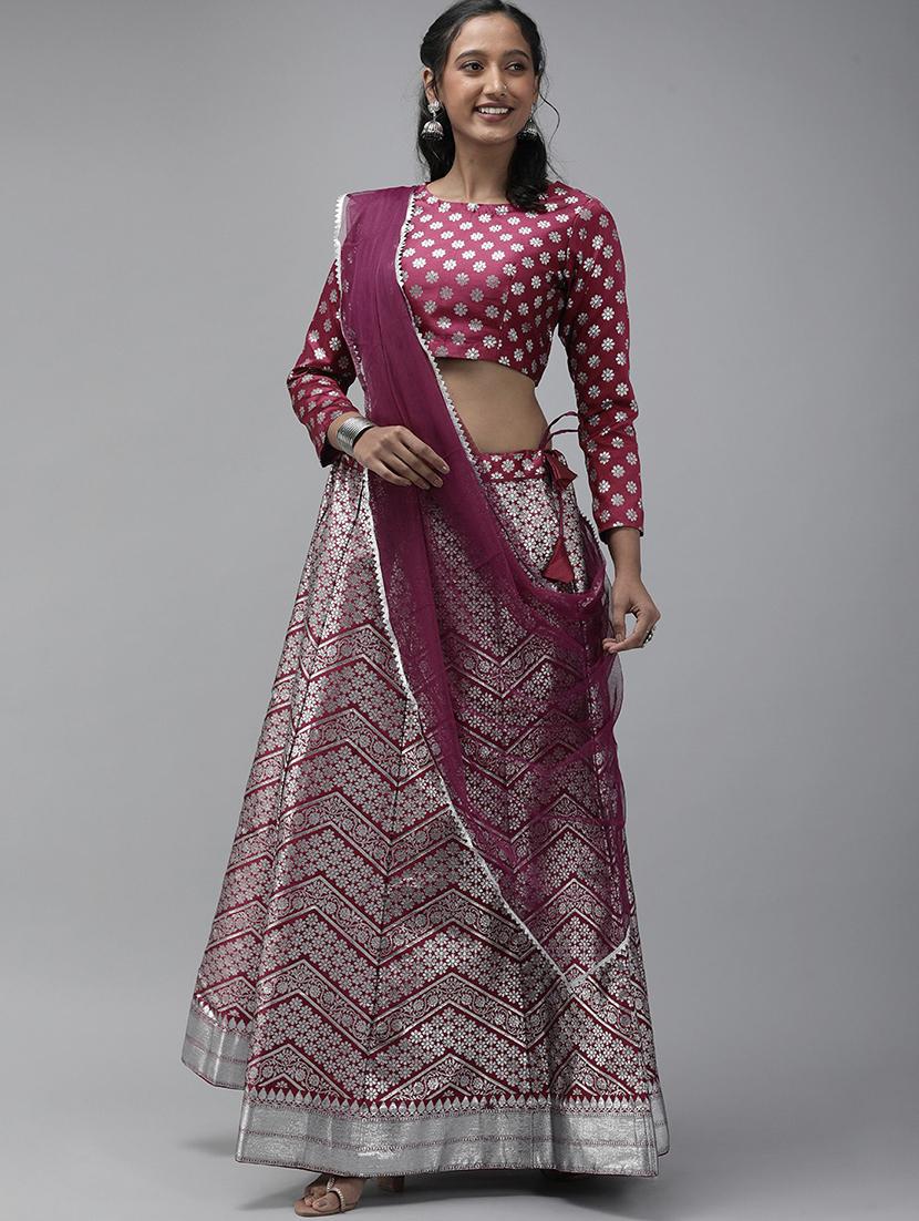 zari work semi-stitched lehenga choli with dupatta - 20209029 - Zoom Image - 0
