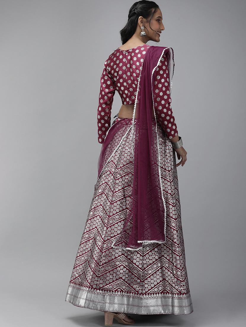 zari work semi-stitched lehenga choli with dupatta - 20209029 - Standard Image - 3