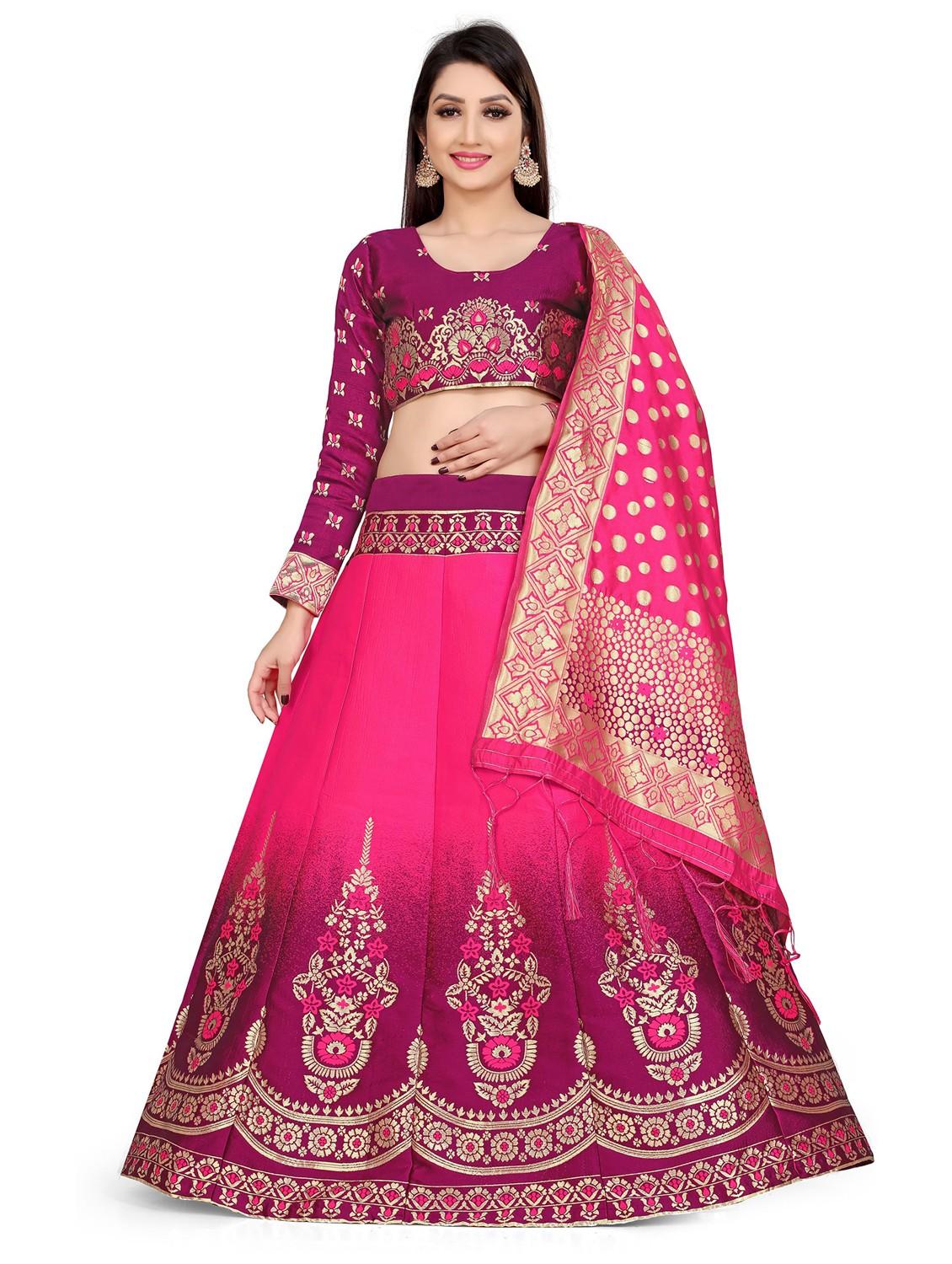 zari work semi-stitched lehenga choli with dupatta - 20209095 - Zoom Image - 0