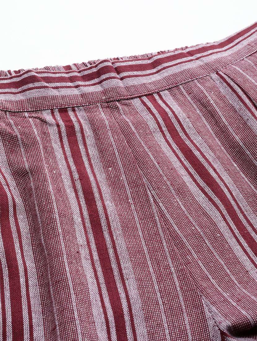 purple shirt collar striped top and trouser co-ord set - 20209244 - Standard Image - 5