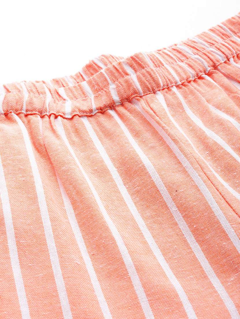 peach v neck striped kaftan top and trouser co-ord set  - 20209251 -  Standard Image - 5