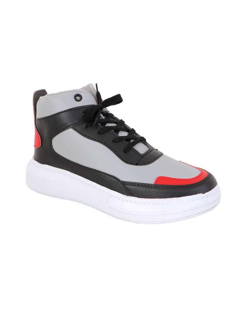 black lace up high ankle casual sneakers - 20209269 -  Zoom Image - 0