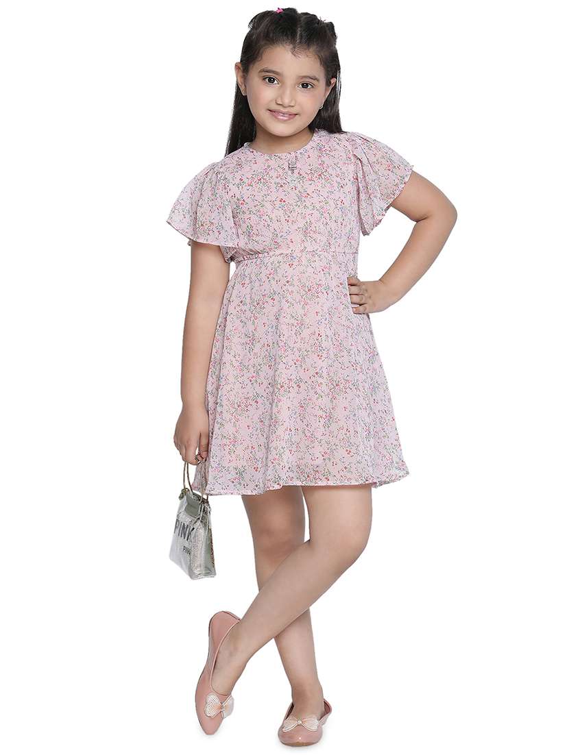 girls round neck cape sleeve frock - 20209369 - Standard Image - 3