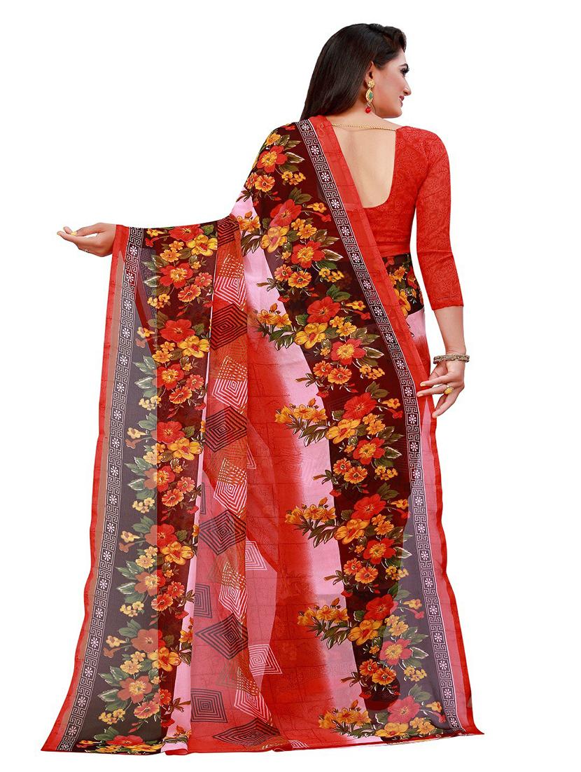 pack of 2 printed sarees with blouse - 20209517 - Standard Image - 3
