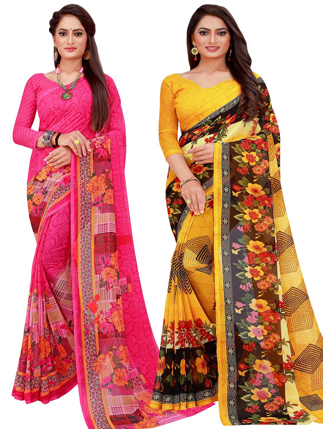 pack of 2 printed sarees with blouse