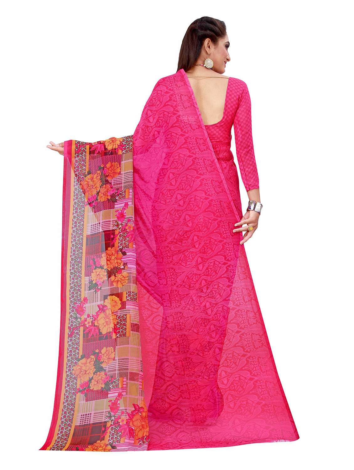 women's saree combo with blouse - 20209759 - Standard Image - 3