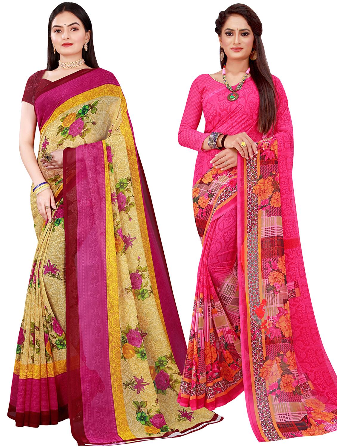 pack of 2 printed sarees with blouse