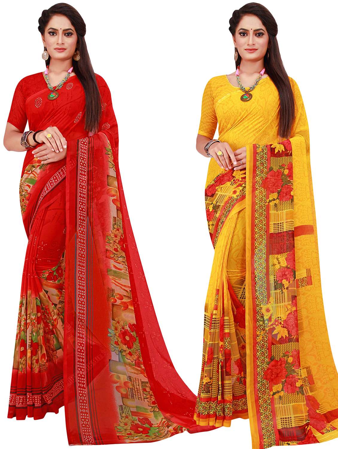 women's floral multi colored saree with blouse