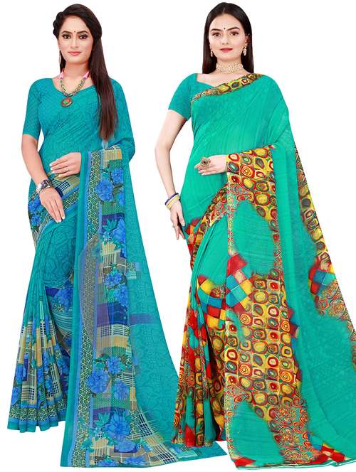 women's printed multi colored saree with blouse - 20209794 - Standard Image - 0