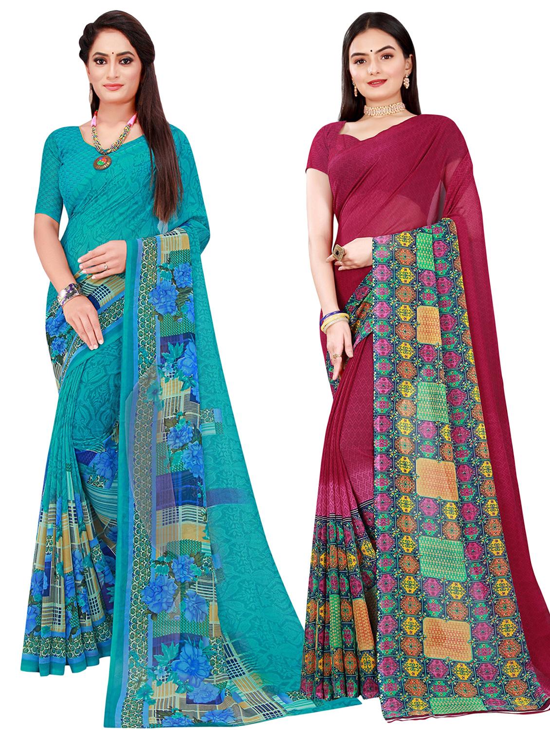 pack of 2 printed saree with blouse