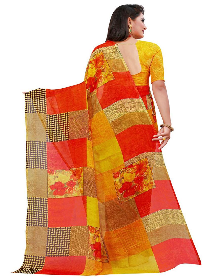 women's printed multi colored saree with blouse - 20209994 - Standard Image - 3